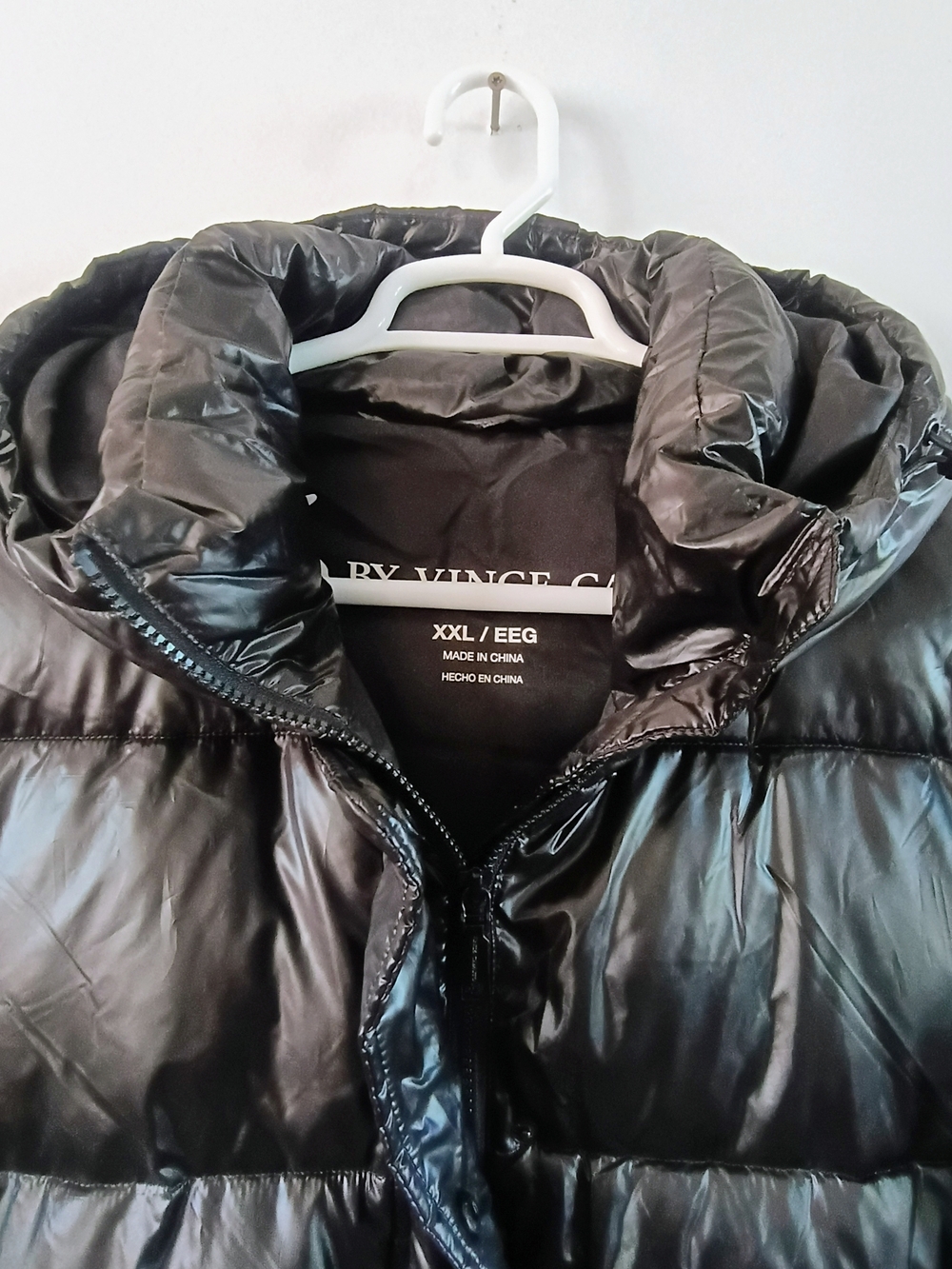Two by Vince Camuto 2XL Black Hooded Puffer Jacket Glossy Winter Coat - Picture 2 of 7